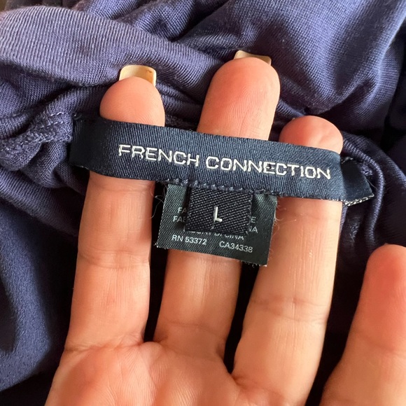 French Connection Split Back Navy Blue Top - Picture 7 of 8